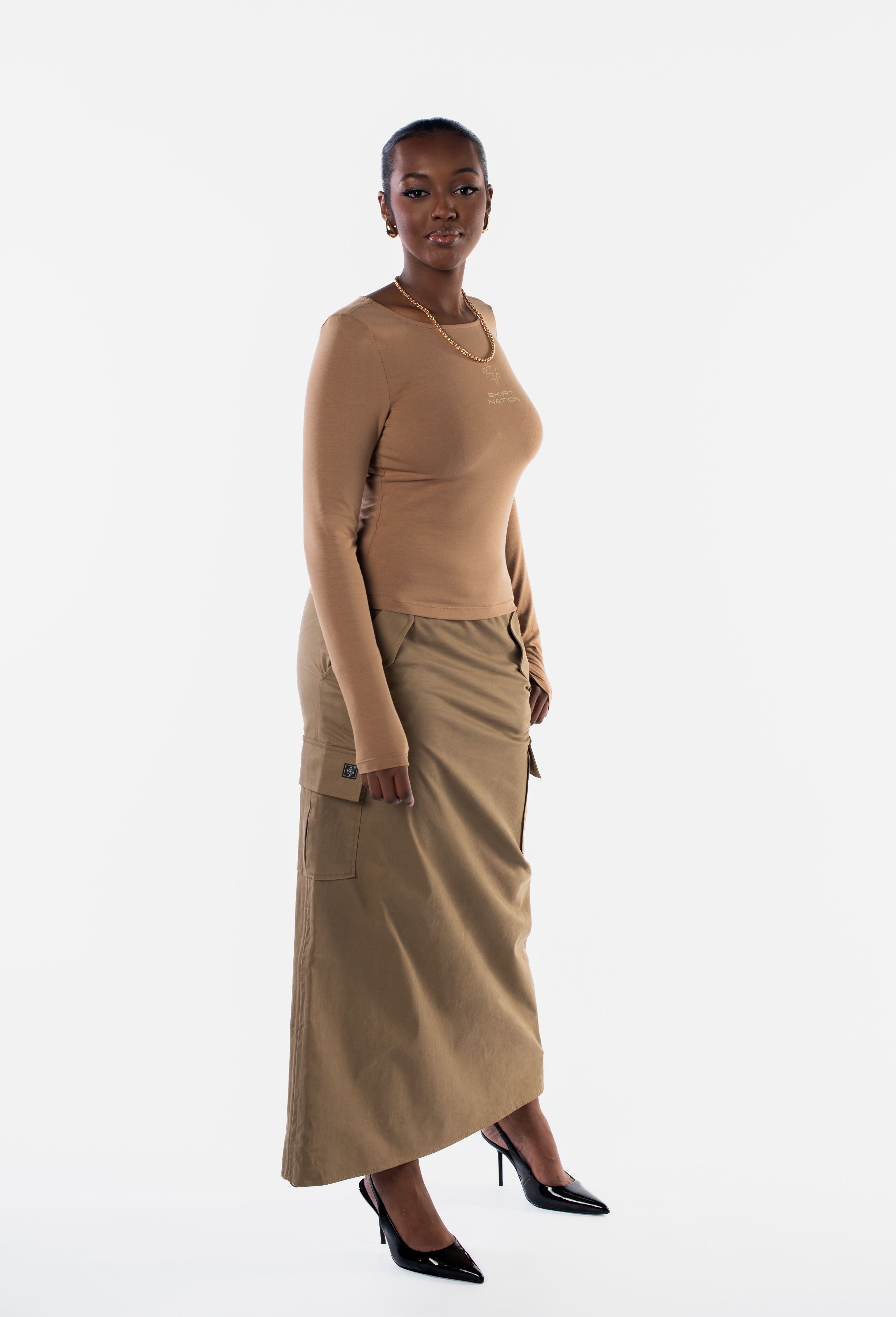 Cashmere Camel Cargo Skirt