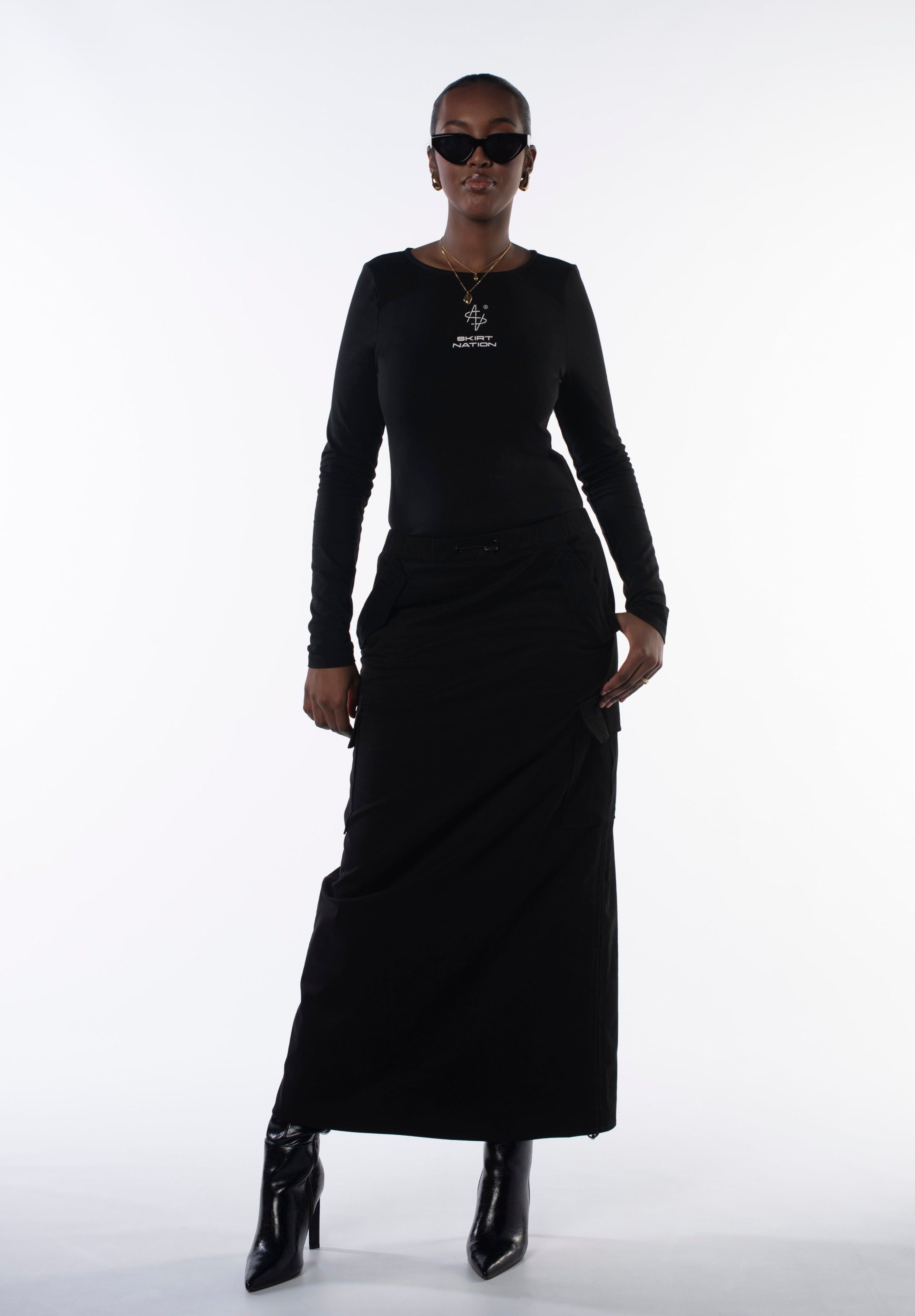 Midnight Noir Cargo Skirt